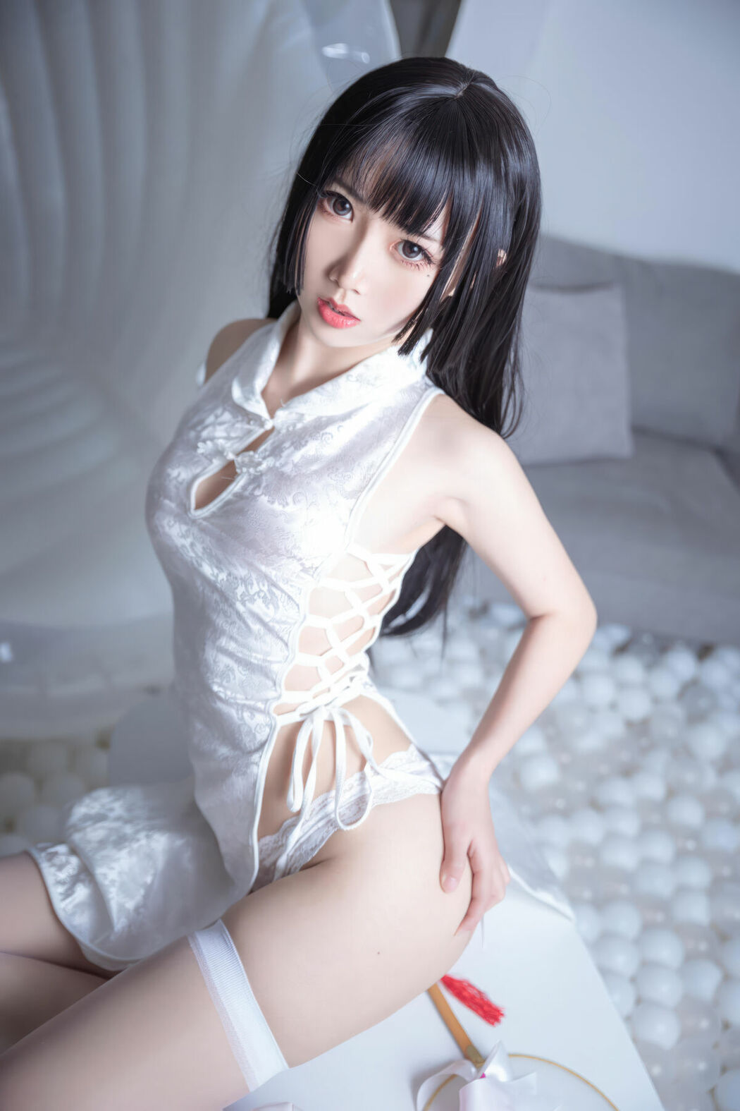 Coser@面饼仙儿 – 白色旗袍 (61P)