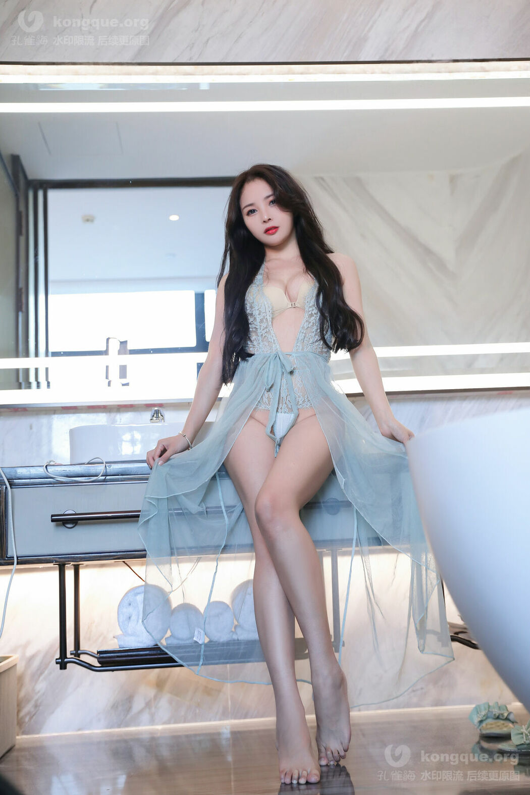 Coser@苏嫣嫣阿姨 – 蓝色薄纱裙 (39P – 4V)