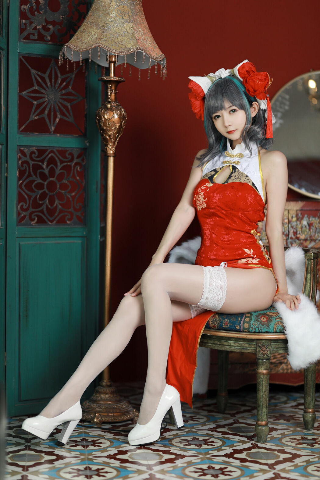 Coser@51酱 – 碧蓝航线-柴郡新春旗袍 (13P)