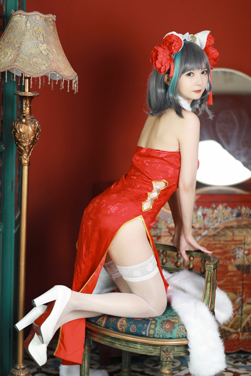 Coser@51酱 – 碧蓝航线-柴郡新春旗袍 (13P)