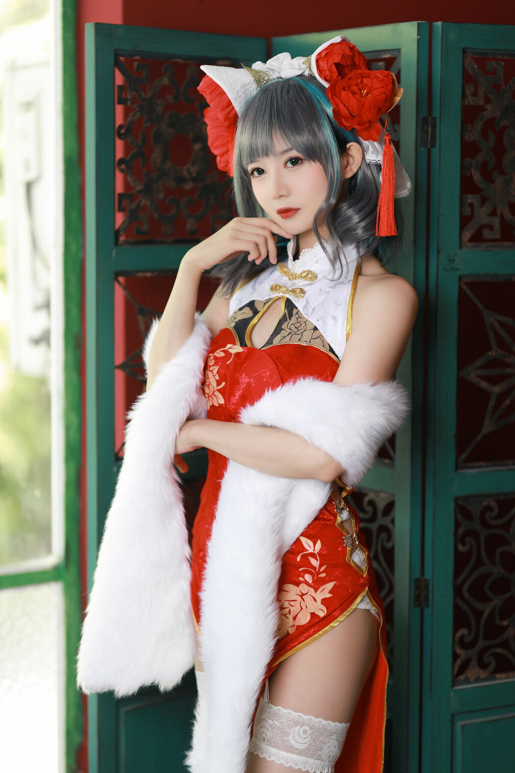Coser@51酱 – 碧蓝航线-柴郡新春旗袍 (13P)