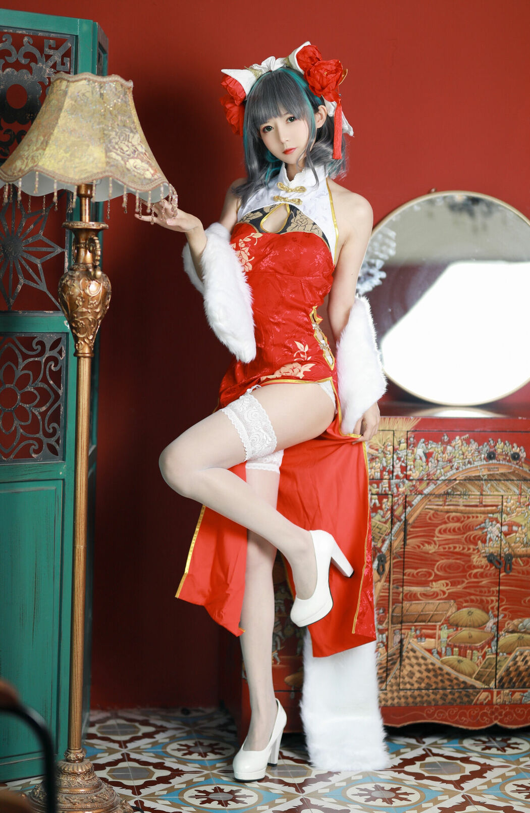 Coser@51酱 – 碧蓝航线-柴郡新春旗袍 (13P)