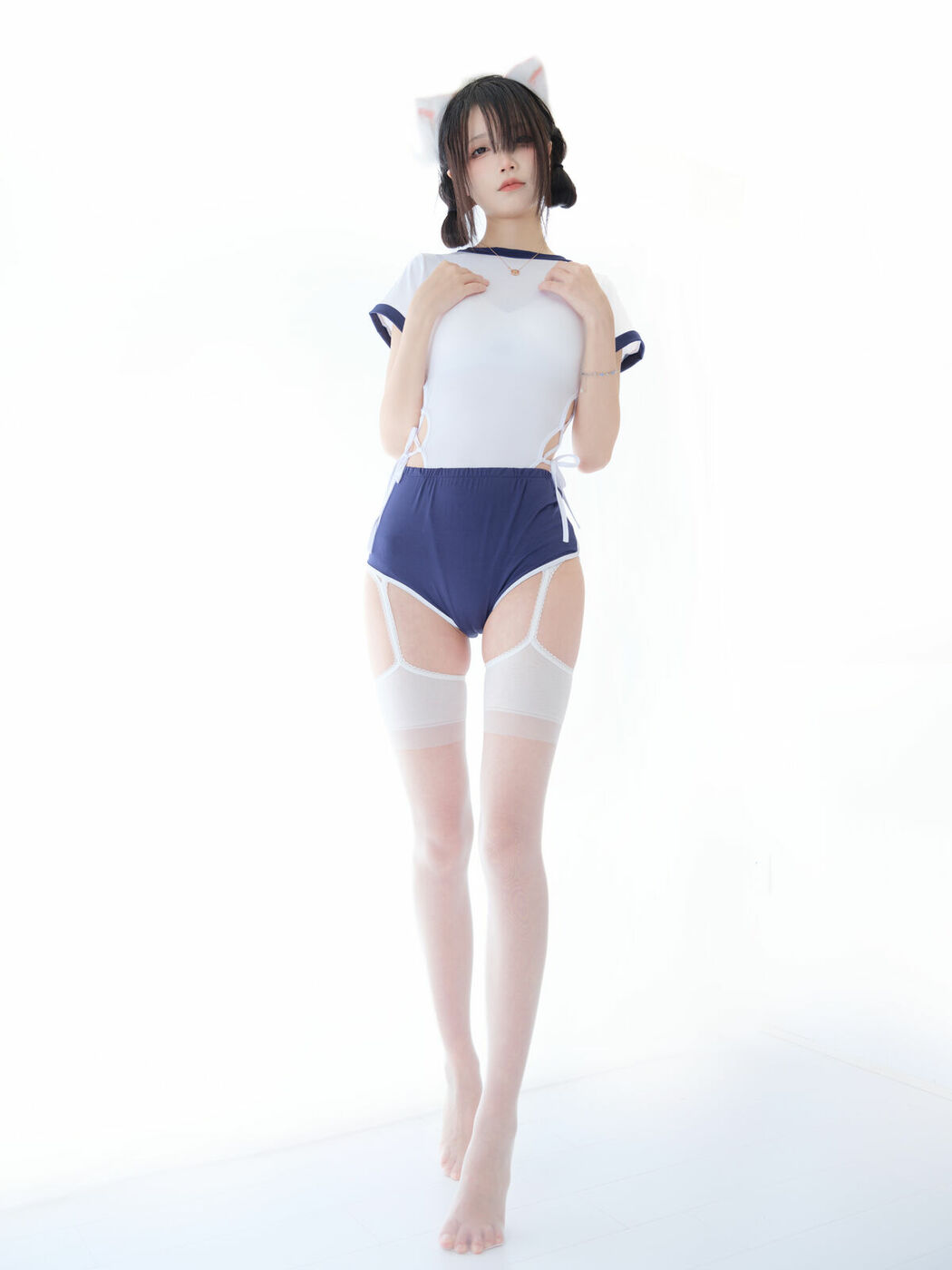 Coser@五更百鬼 – 舰长 体操服 猫耳 (26P)