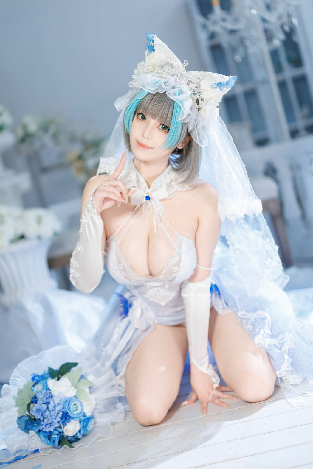 Coser@蜜汁猫裘 – 碧蓝航线 柴郡 花嫁 Part01 (68P – 2V)