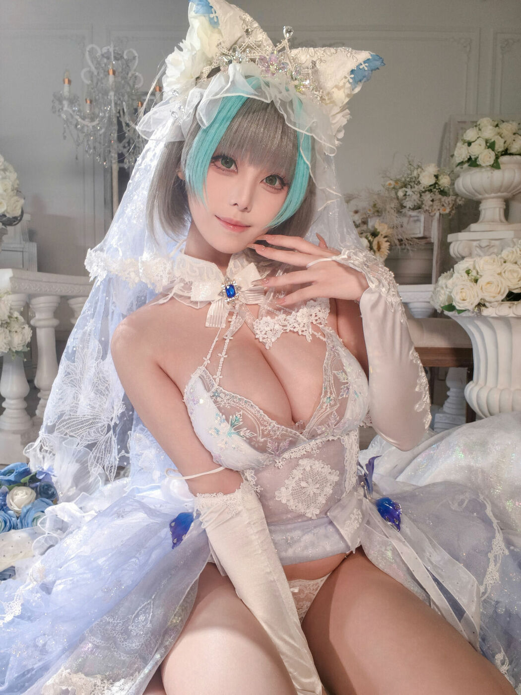 Coser@蜜汁猫裘 – 碧蓝航线 柴郡 花嫁 Part01 (68P – 2V)