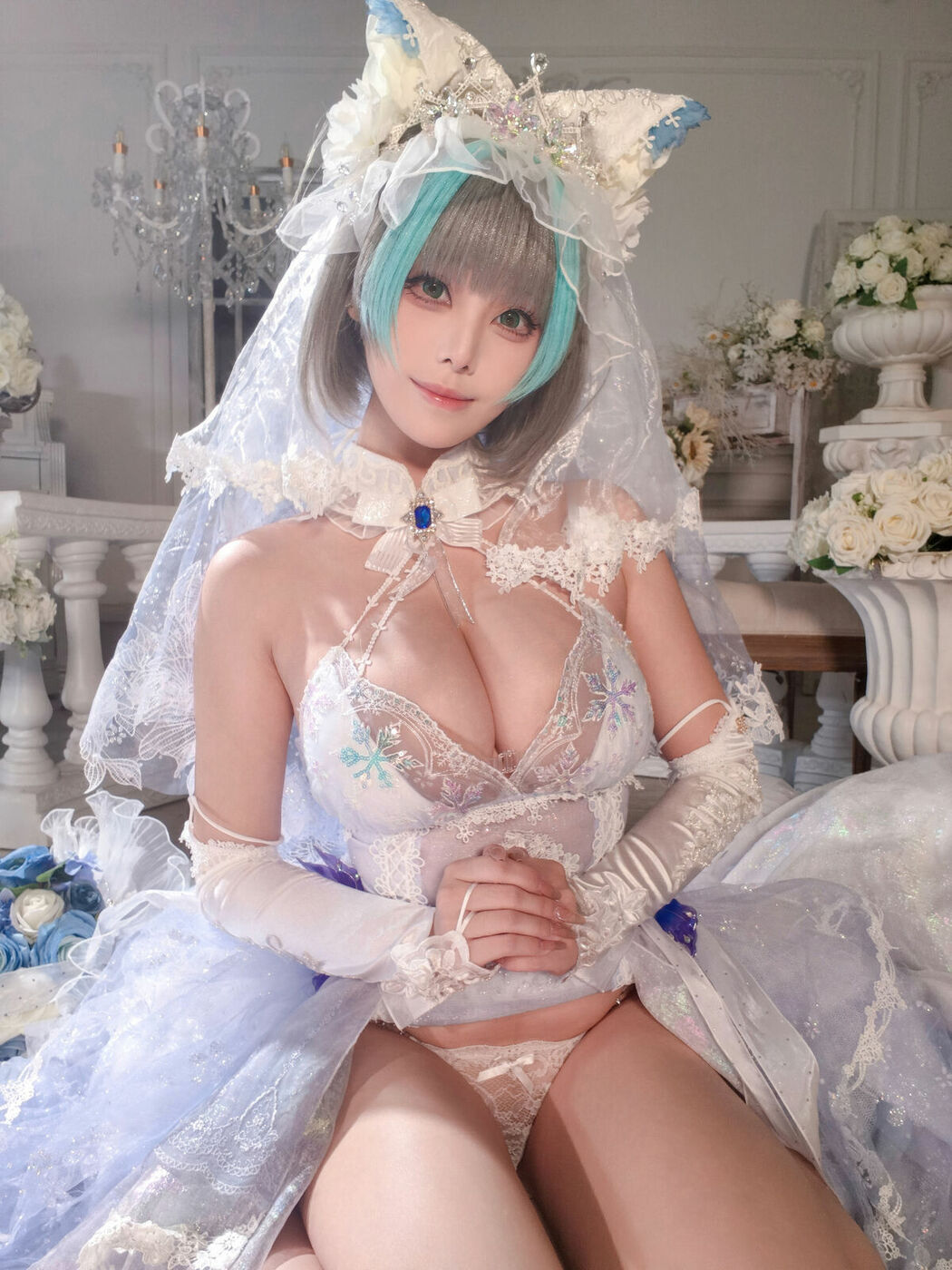 Coser@蜜汁猫裘 – 碧蓝航线 柴郡 花嫁 Part01 (68P – 2V)