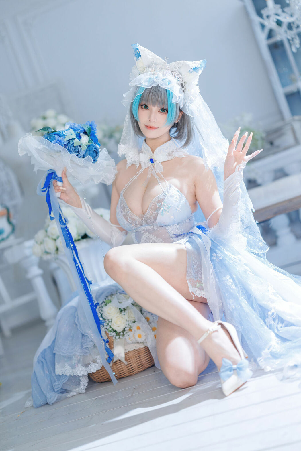 Coser@蜜汁猫裘 – 碧蓝航线 柴郡 花嫁 Part01 (68P – 2V)
