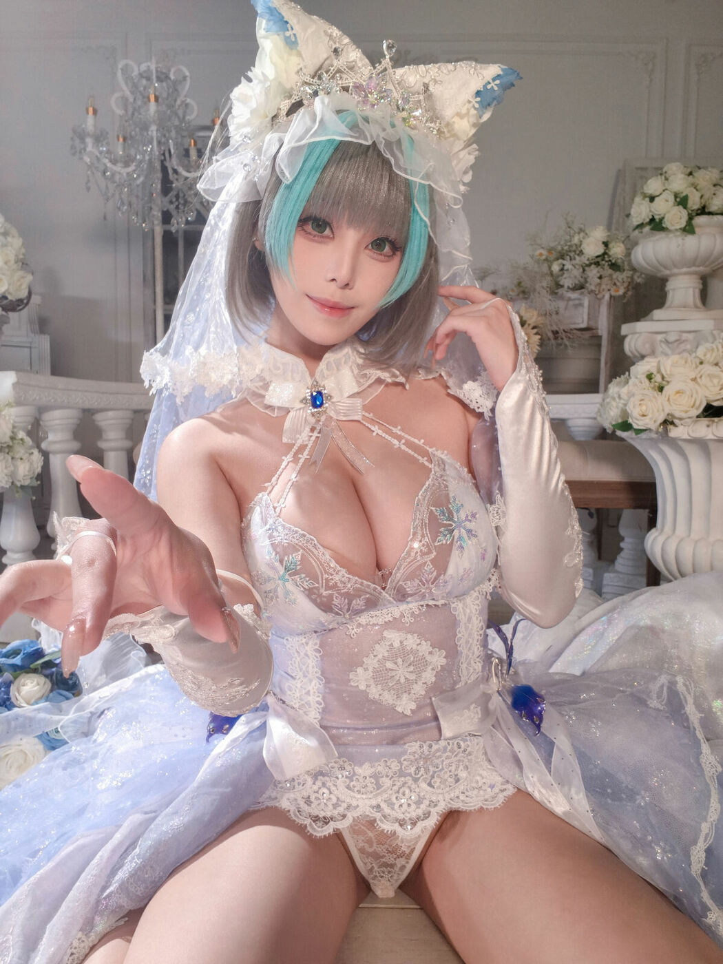 Coser@蜜汁猫裘 – 碧蓝航线 柴郡 花嫁 Part01 (68P – 2V)