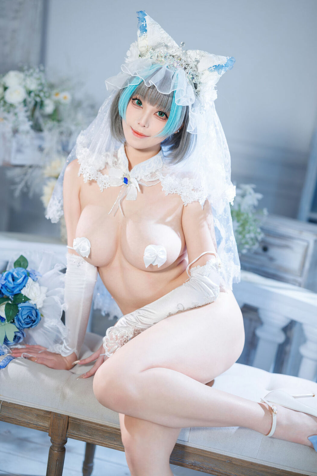 Coser@蜜汁猫裘 – 碧蓝航线 柴郡 花嫁 Part02 (68P)