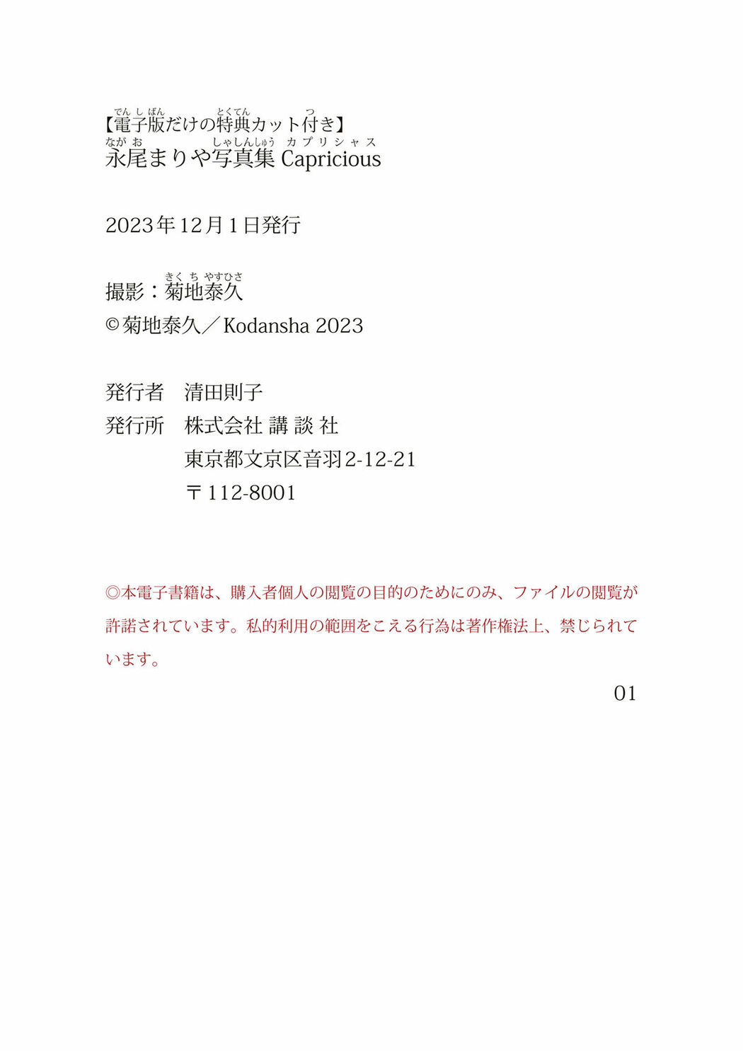 JP Nagao Mariya 永尾まりや – 電子版だけの特典カット付き 写真集Capricious Part02 (62P)