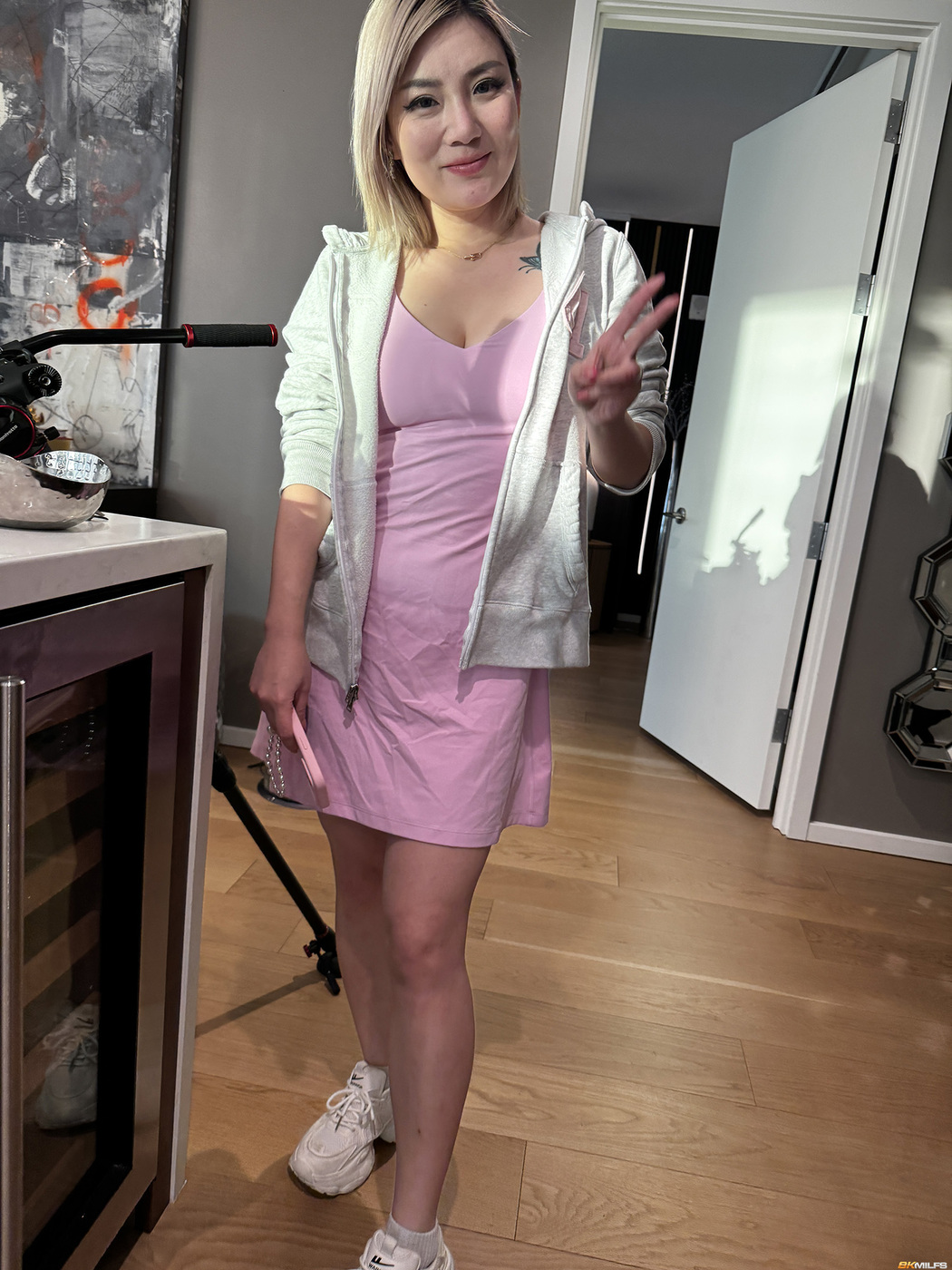 Nico Love Teases In Pearls Before Intense Pleasure On The Bedroom Chair