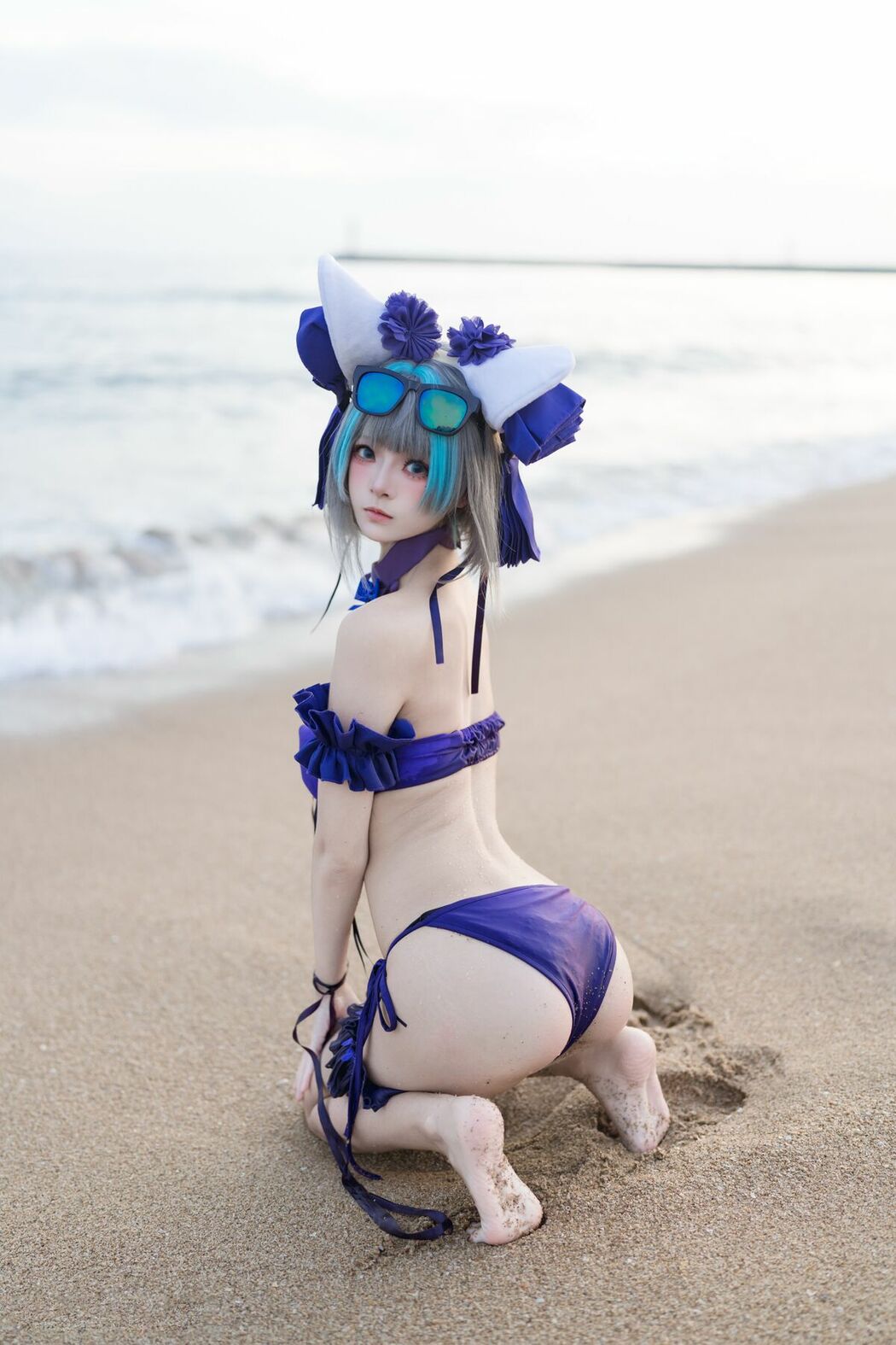 Coser@九柒喵 – 碧蓝航线 柴郡泳装 (27P)