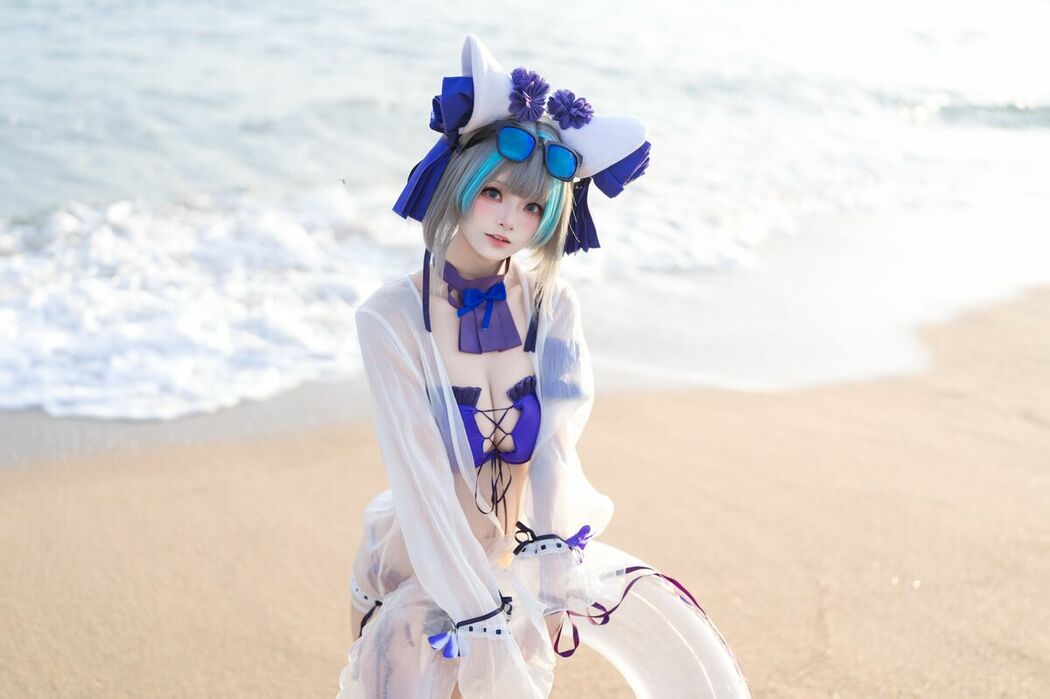 Coser@九柒喵 – 碧蓝航线 柴郡泳装 (27P)