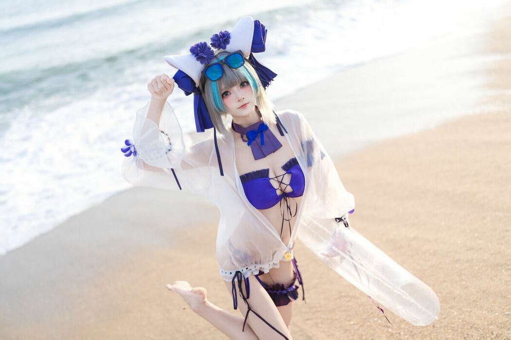 Coser@九柒喵 – 碧蓝航线 柴郡泳装 (27P)