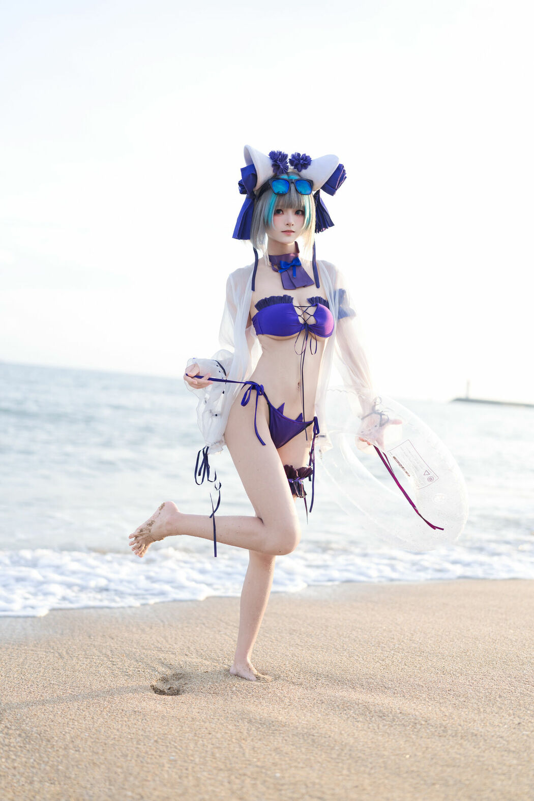 Coser@九柒喵 – 碧蓝航线 柴郡泳装 (27P)