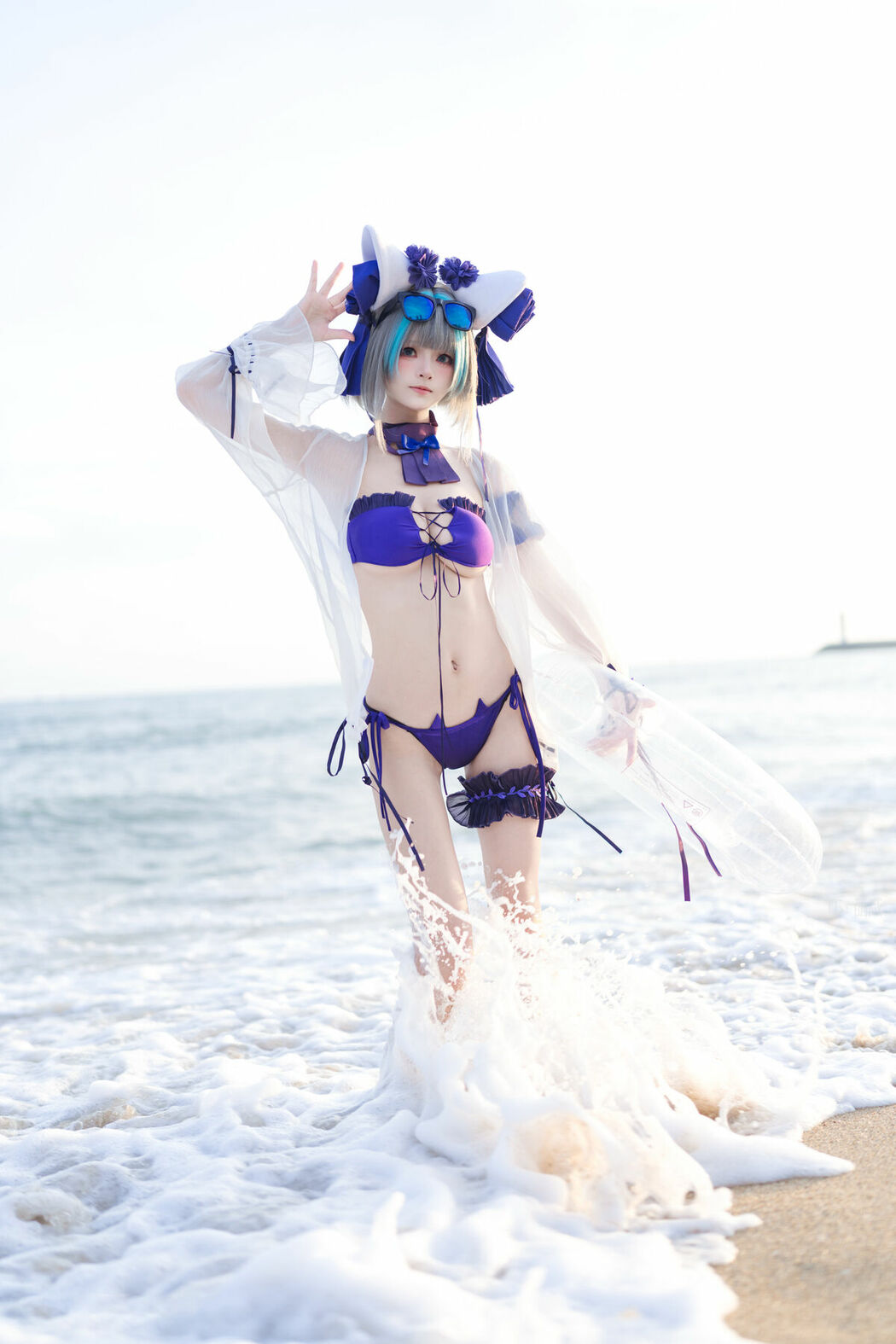 Coser@九柒喵 – 碧蓝航线 柴郡泳装 (27P)