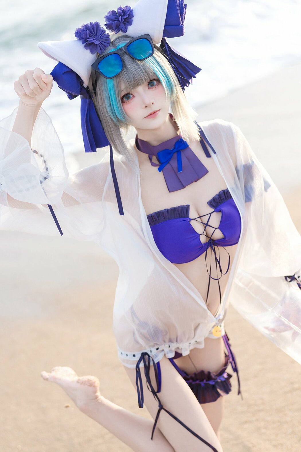 Coser@九柒喵 – 碧蓝航线 柴郡泳装 (27P) Cover Photo
