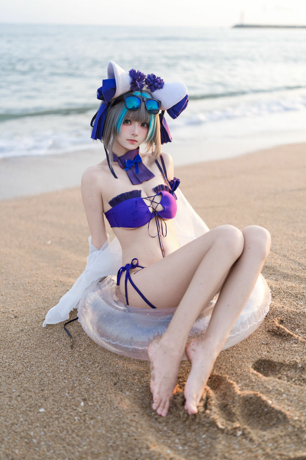 Coser@九柒喵 – 碧蓝航线 柴郡泳装 (27P)