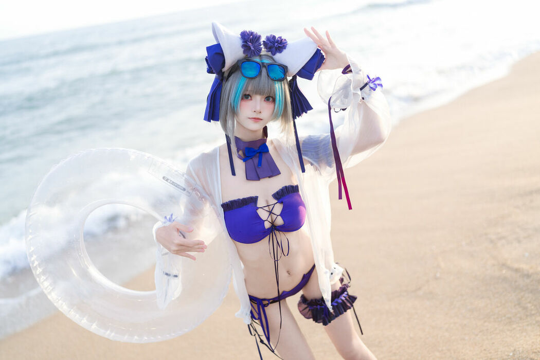Coser@九柒喵 – 碧蓝航线 柴郡泳装 (27P)