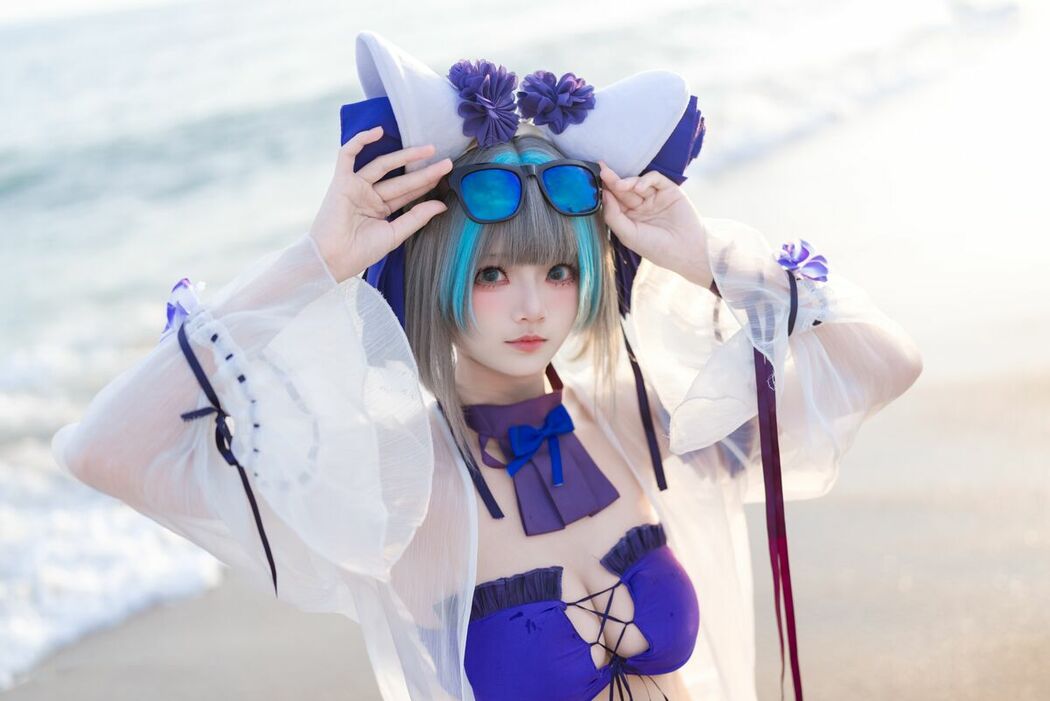 Coser@九柒喵 – 碧蓝航线 柴郡泳装 (27P)