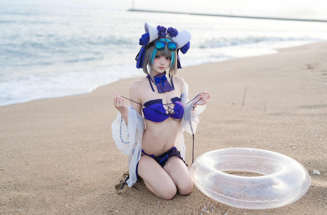Coser@九柒喵 – 碧蓝航线 柴郡泳装 (27P)