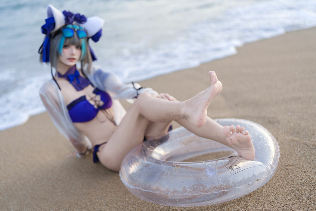 Coser@九柒喵 – 碧蓝航线 柴郡泳装 (27P)