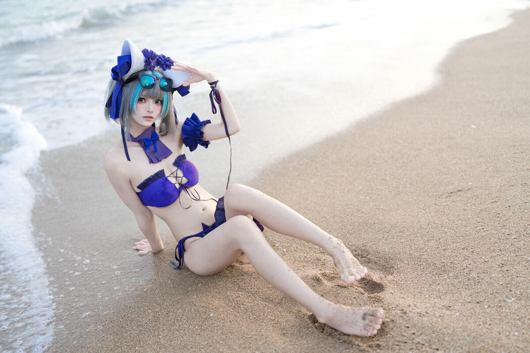 Coser@九柒喵 – 碧蓝航线 柴郡泳装 (27P)