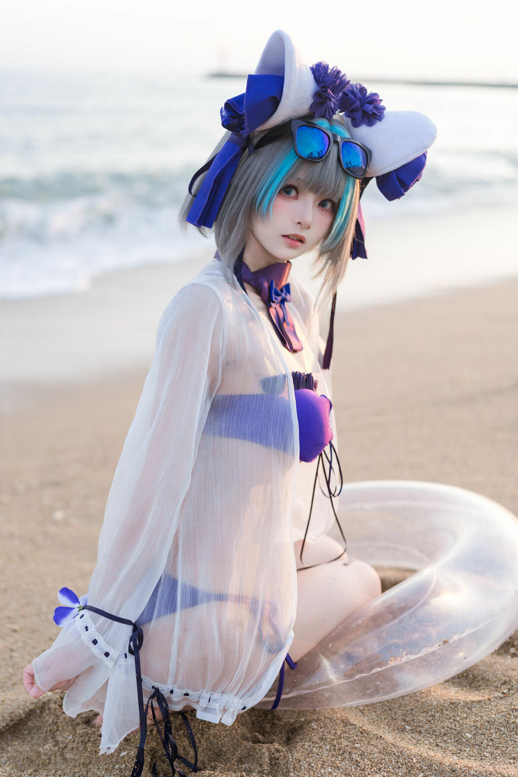 Coser@九柒喵 – 碧蓝航线 柴郡泳装 (27P)