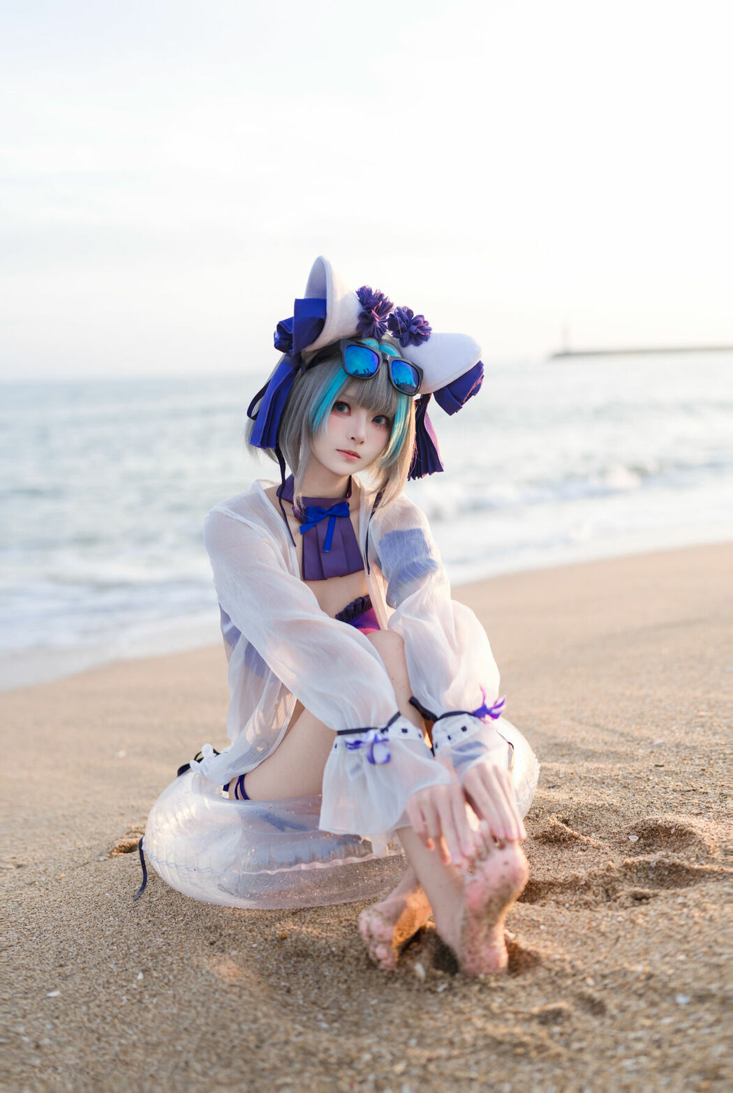 Coser@九柒喵 – 碧蓝航线 柴郡泳装 (27P)