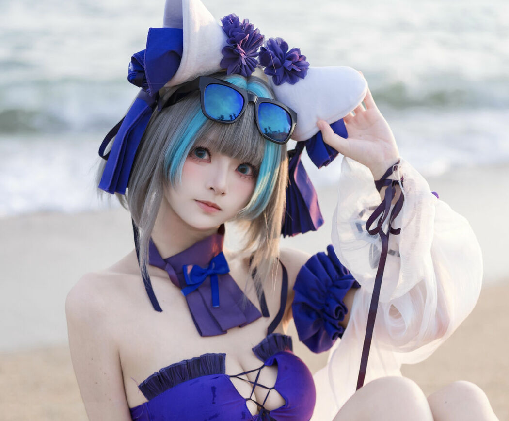 Coser@九柒喵 – 碧蓝航线 柴郡泳装 (27P)