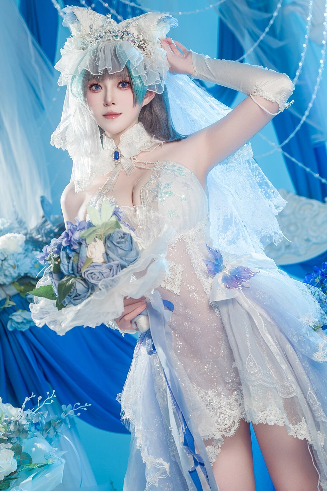 Coser@Natsuko夏夏子 – 碧蓝航线 柴郡婚纱 (71P) Cover Photo