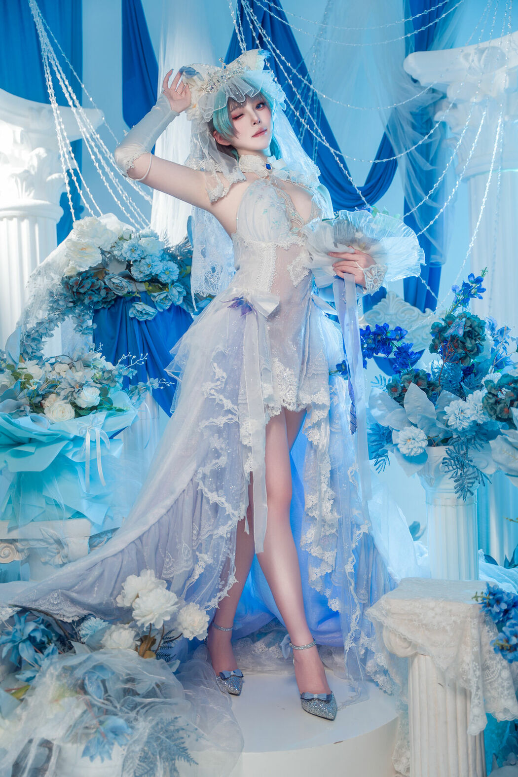 Coser@Natsuko夏夏子 – 碧蓝航线 柴郡婚纱 (71P)