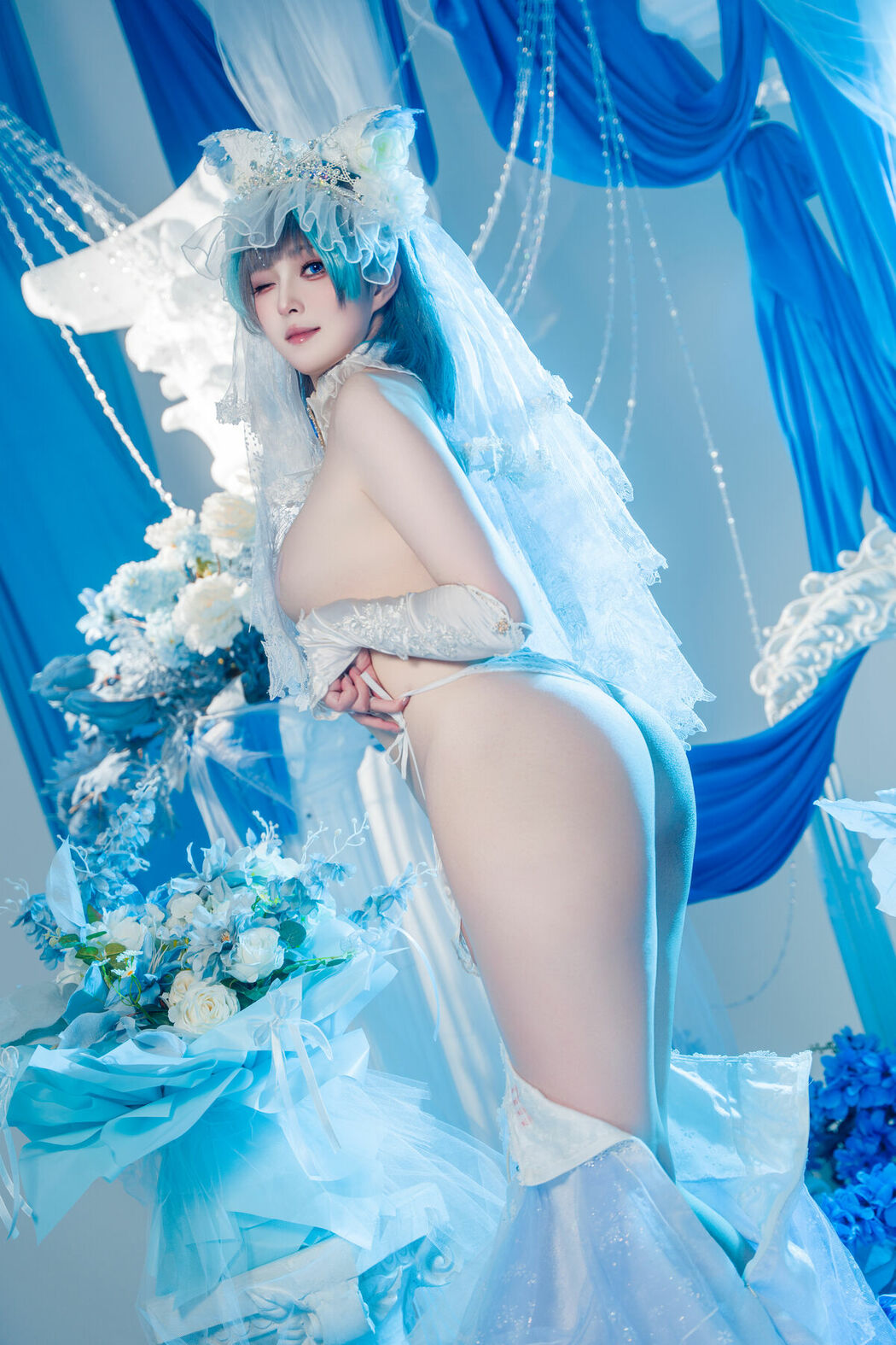 Coser@Natsuko夏夏子 – 碧蓝航线 柴郡婚纱 (71P)