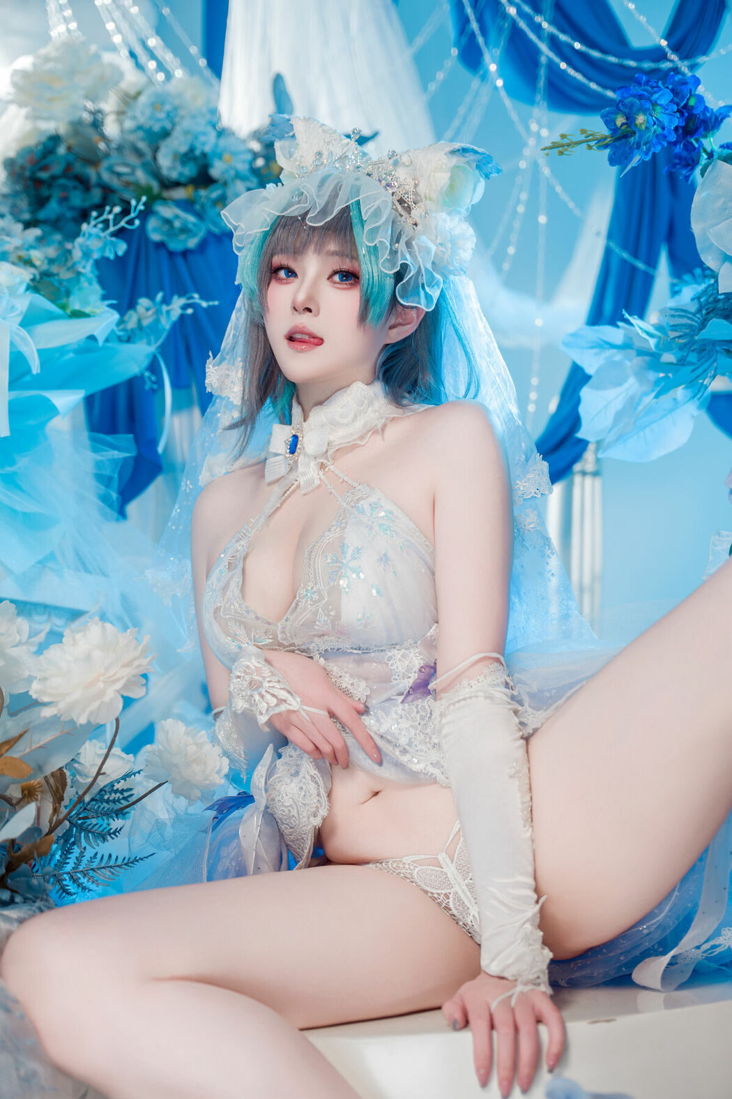 Coser@Natsuko夏夏子 – 碧蓝航线 柴郡婚纱 (71P)