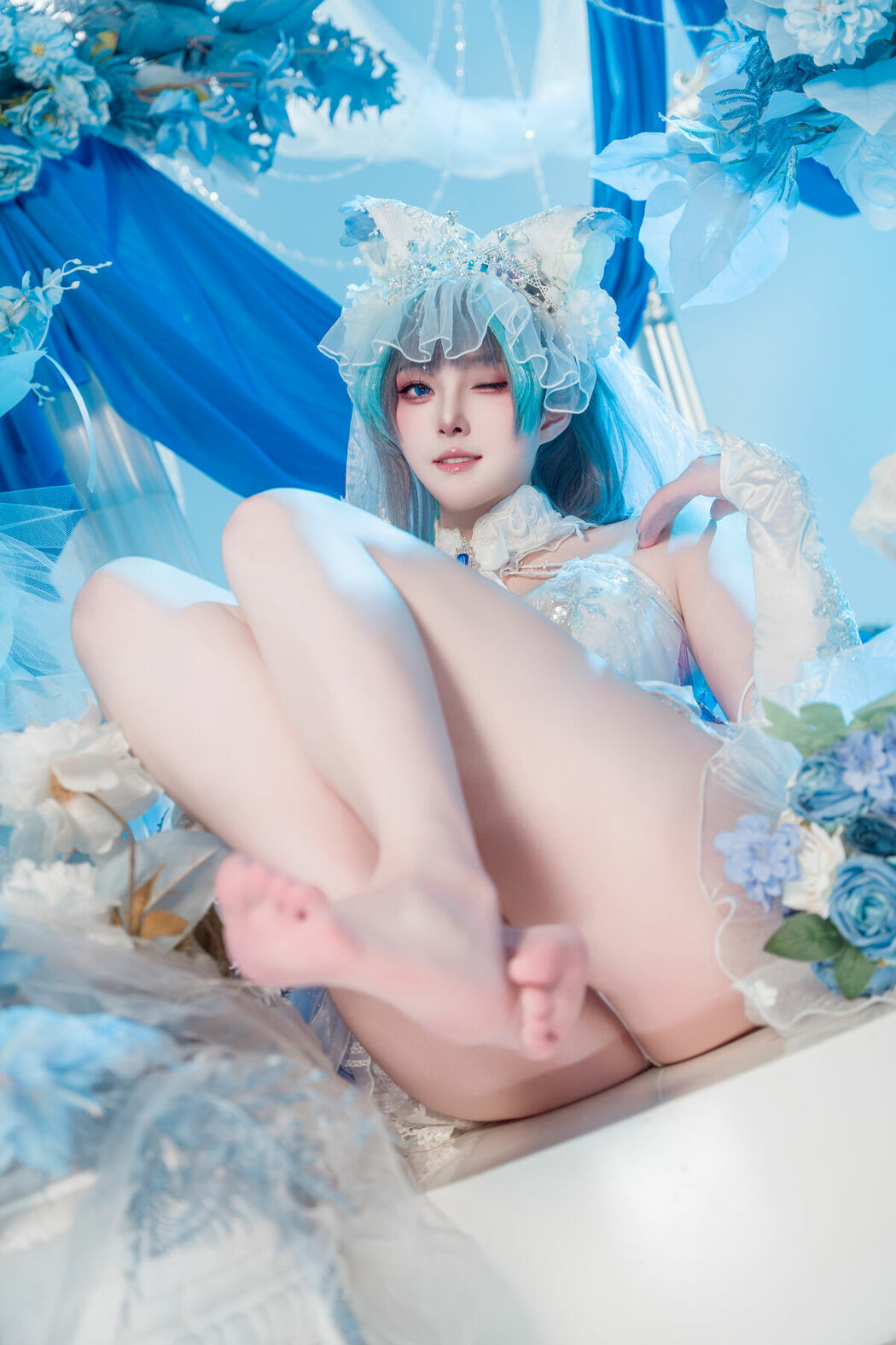 Coser@Natsuko夏夏子 – 碧蓝航线 柴郡婚纱 (71P)