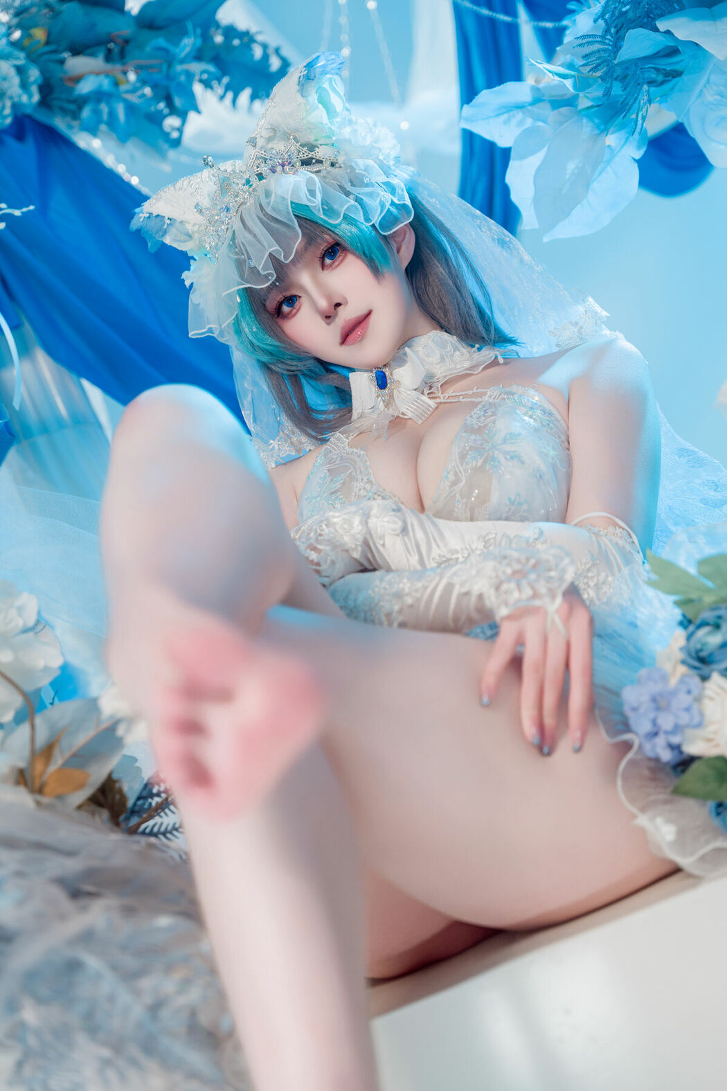 Coser@Natsuko夏夏子 – 碧蓝航线 柴郡婚纱 (71P)