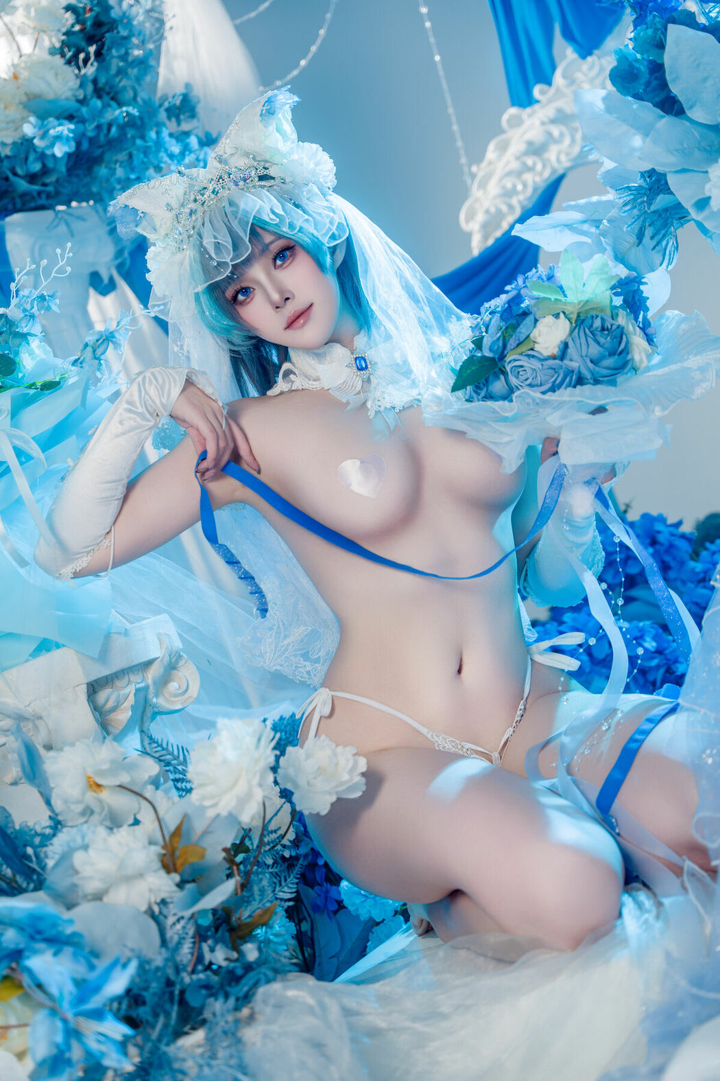 Coser@Natsuko夏夏子 – 碧蓝航线 柴郡婚纱 (71P)