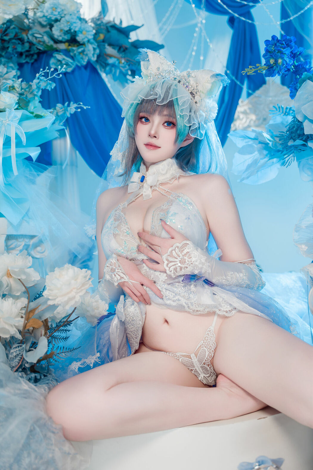 Coser@Natsuko夏夏子 – 碧蓝航线 柴郡婚纱 (71P)