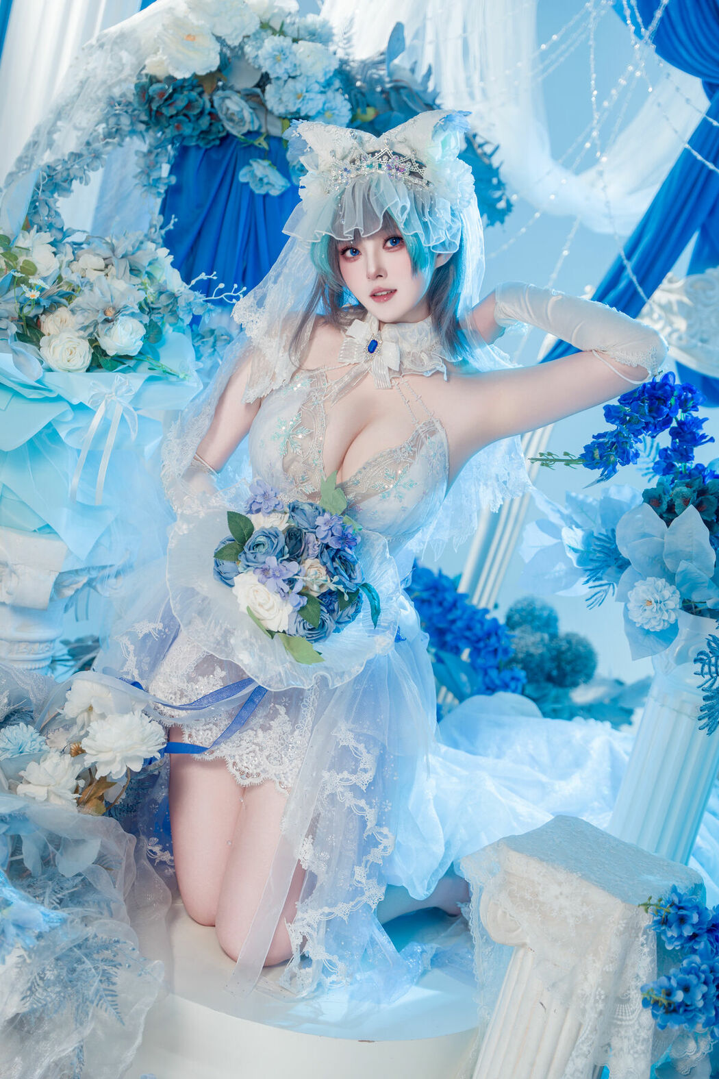 Coser@Natsuko夏夏子 – 碧蓝航线 柴郡婚纱 (71P)