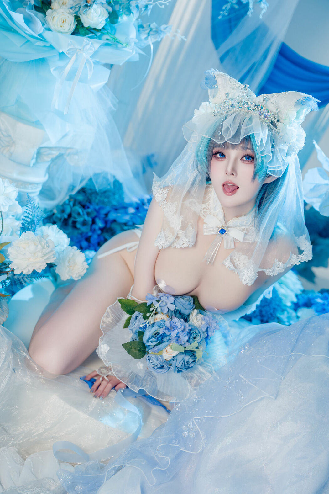 Coser@Natsuko夏夏子 – 碧蓝航线 柴郡婚纱 (71P)