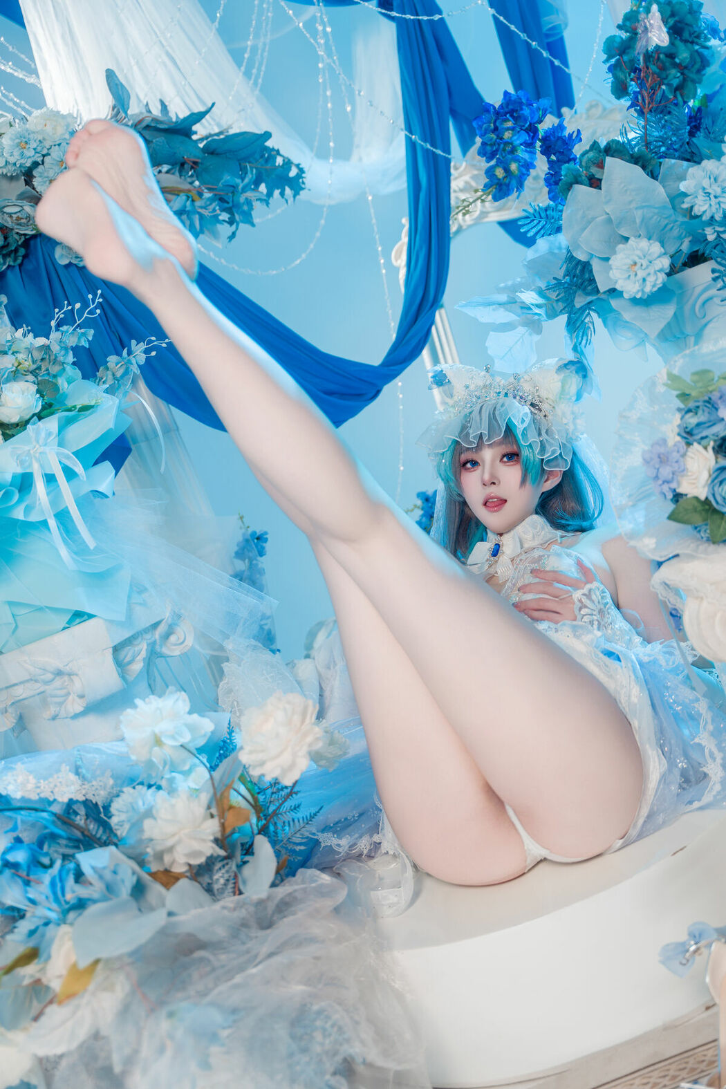 Coser@Natsuko夏夏子 – 碧蓝航线 柴郡婚纱 (71P)