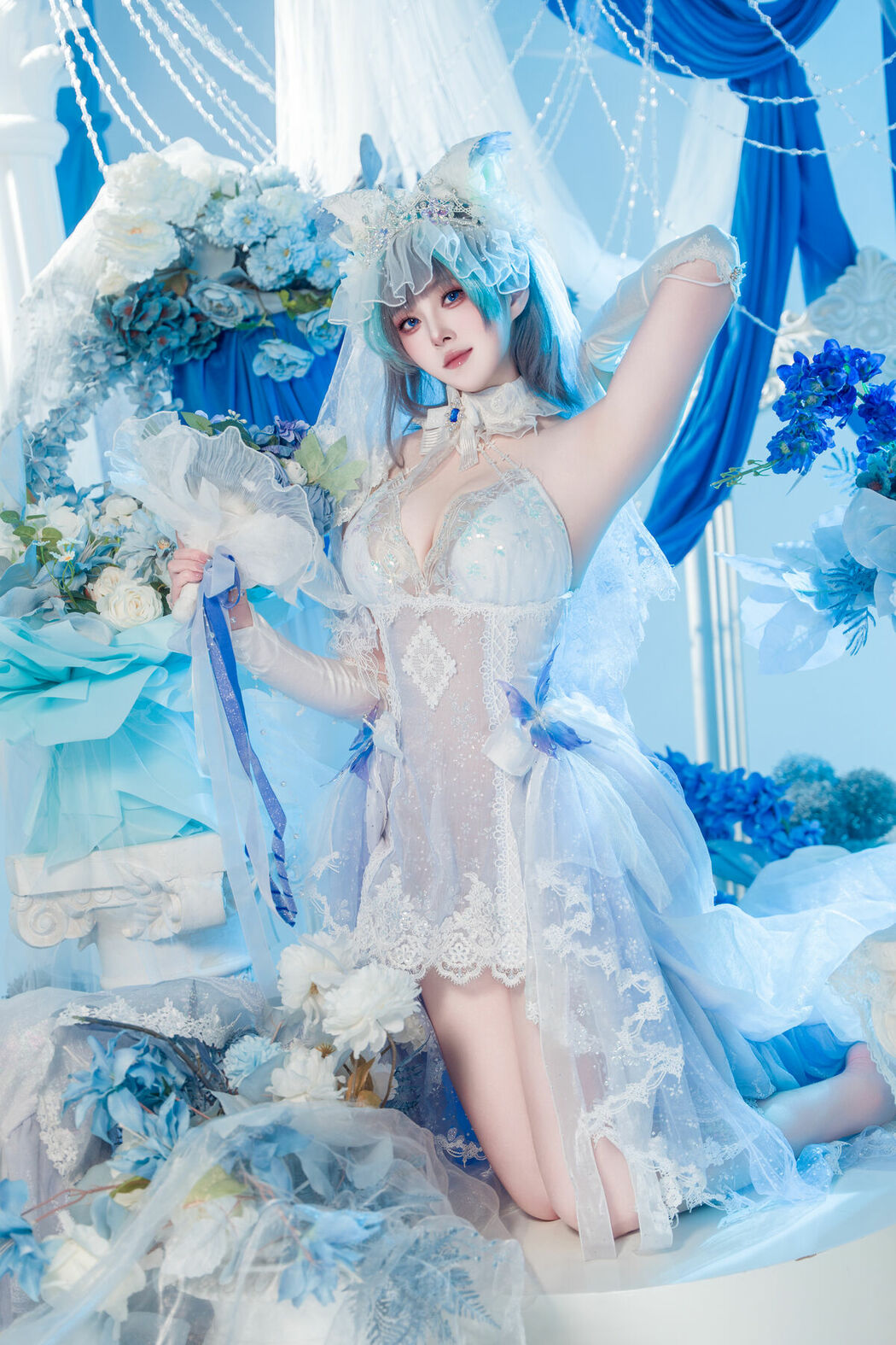 Coser@Natsuko夏夏子 – 碧蓝航线 柴郡婚纱 (71P)