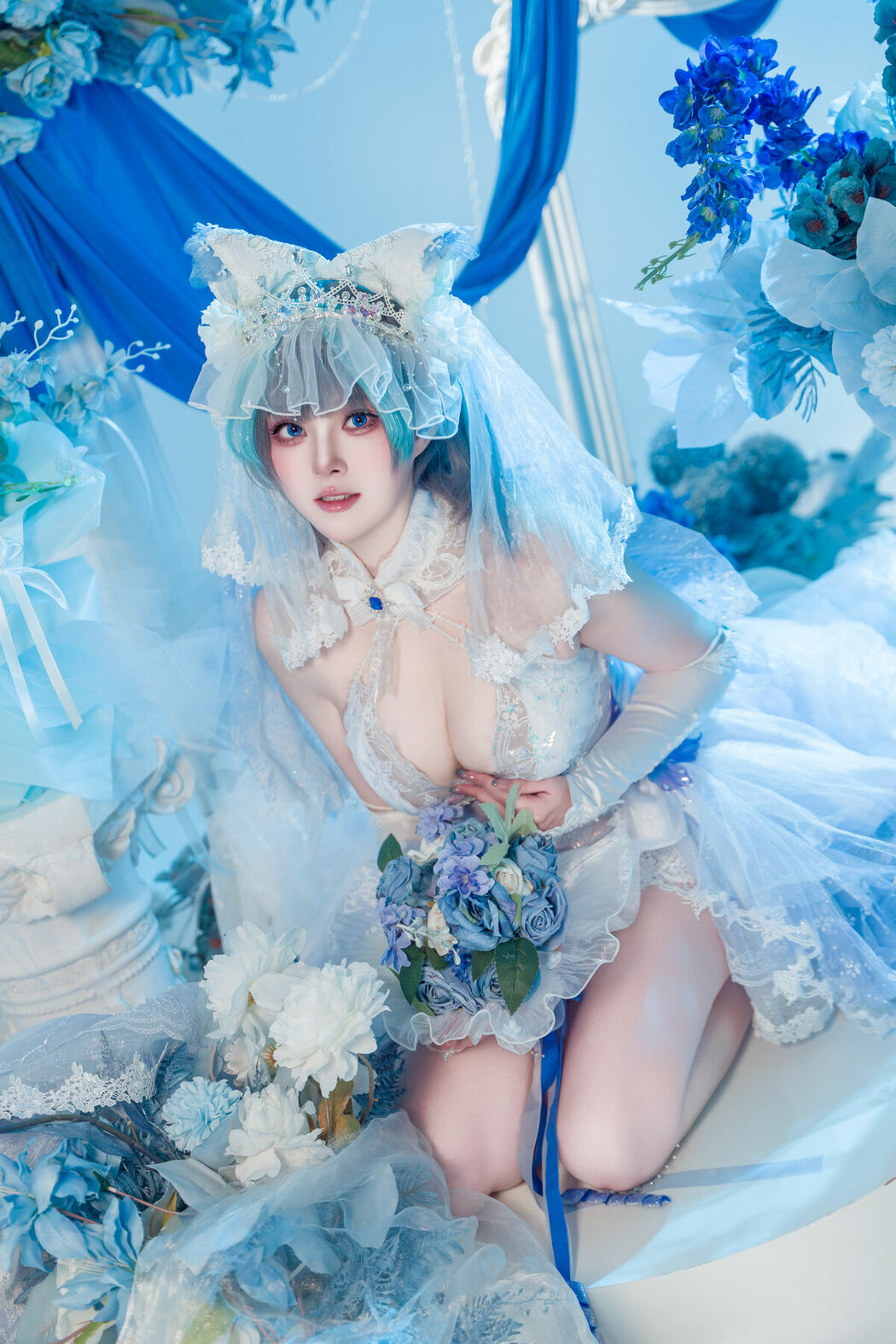 Coser@Natsuko夏夏子 – 碧蓝航线 柴郡婚纱 (71P)