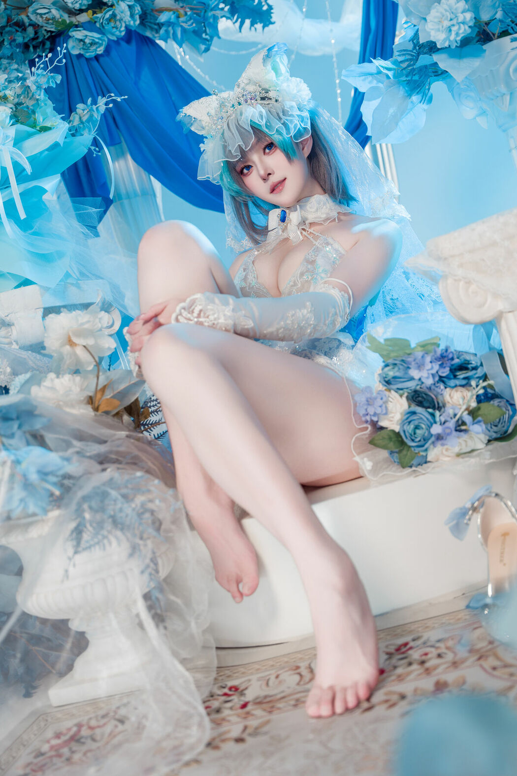 Coser@Natsuko夏夏子 – 碧蓝航线 柴郡婚纱 (71P)