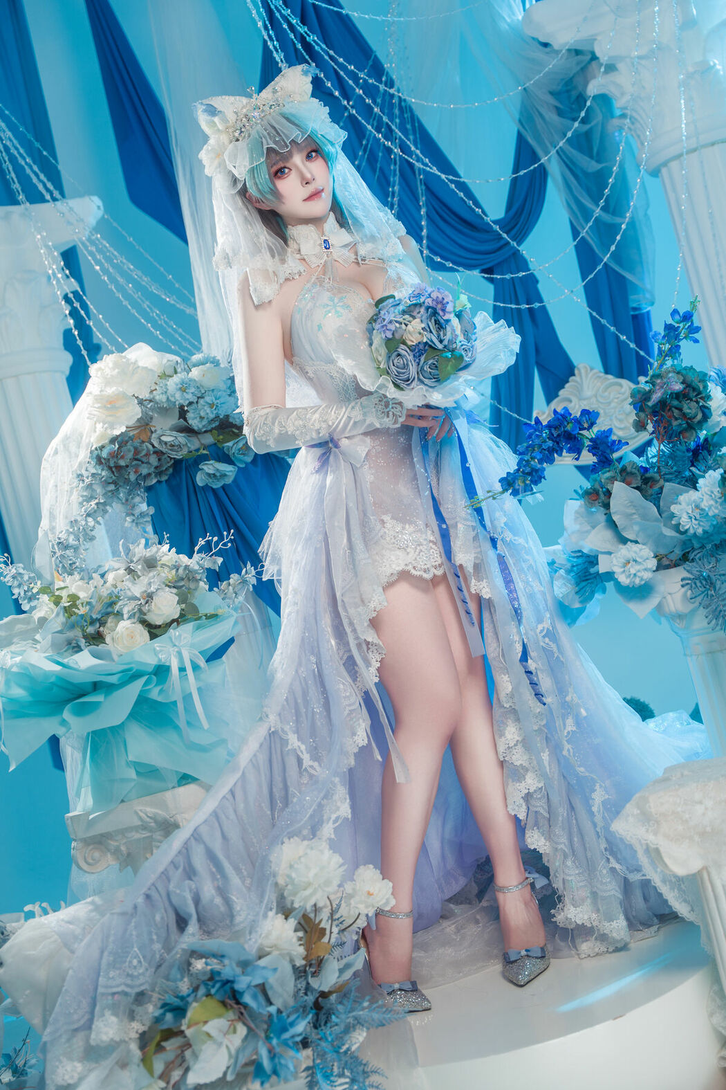 Coser@Natsuko夏夏子 – 碧蓝航线 柴郡婚纱 (71P)
