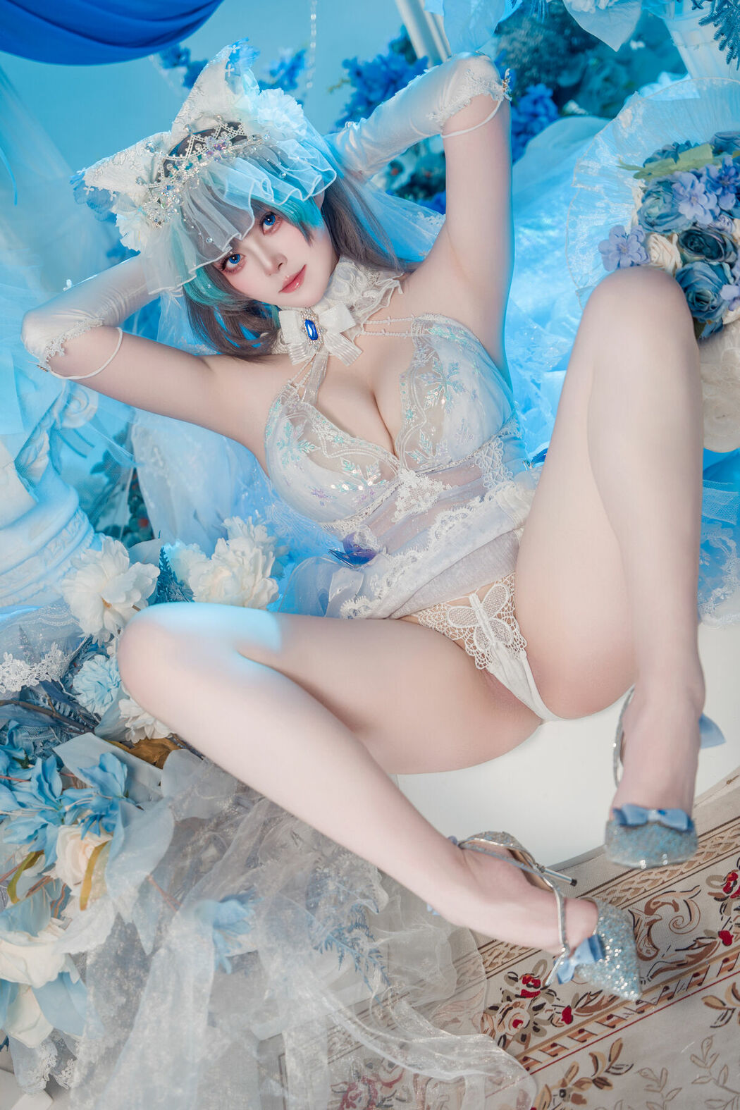 Coser@Natsuko夏夏子 – 碧蓝航线 柴郡婚纱 (71P)
