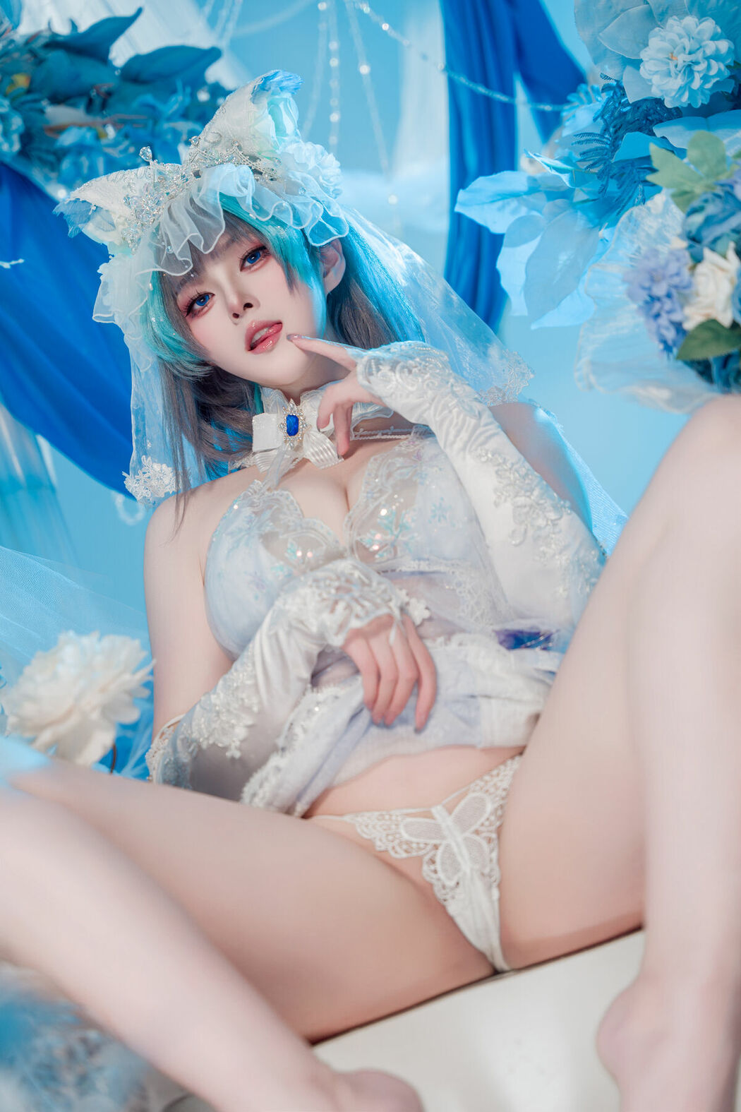 Coser@Natsuko夏夏子 – 碧蓝航线 柴郡婚纱 (71P)