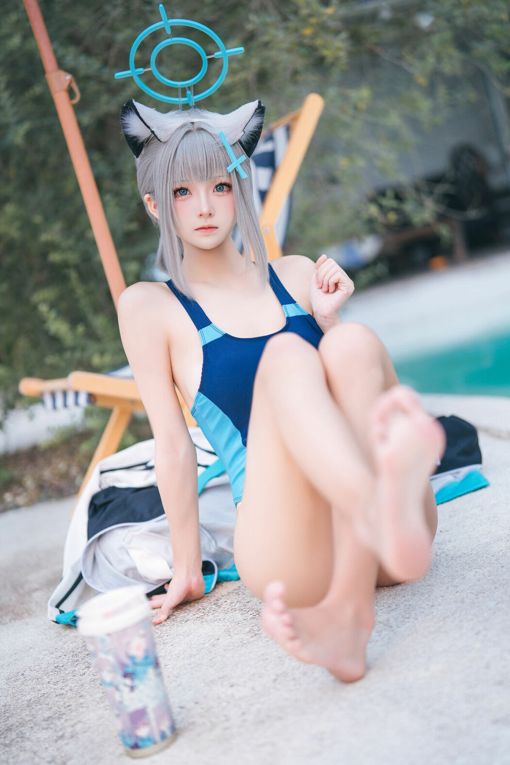 Coser@九柒喵 – 蔚蓝档案 砂狼白子泳装 (35P)