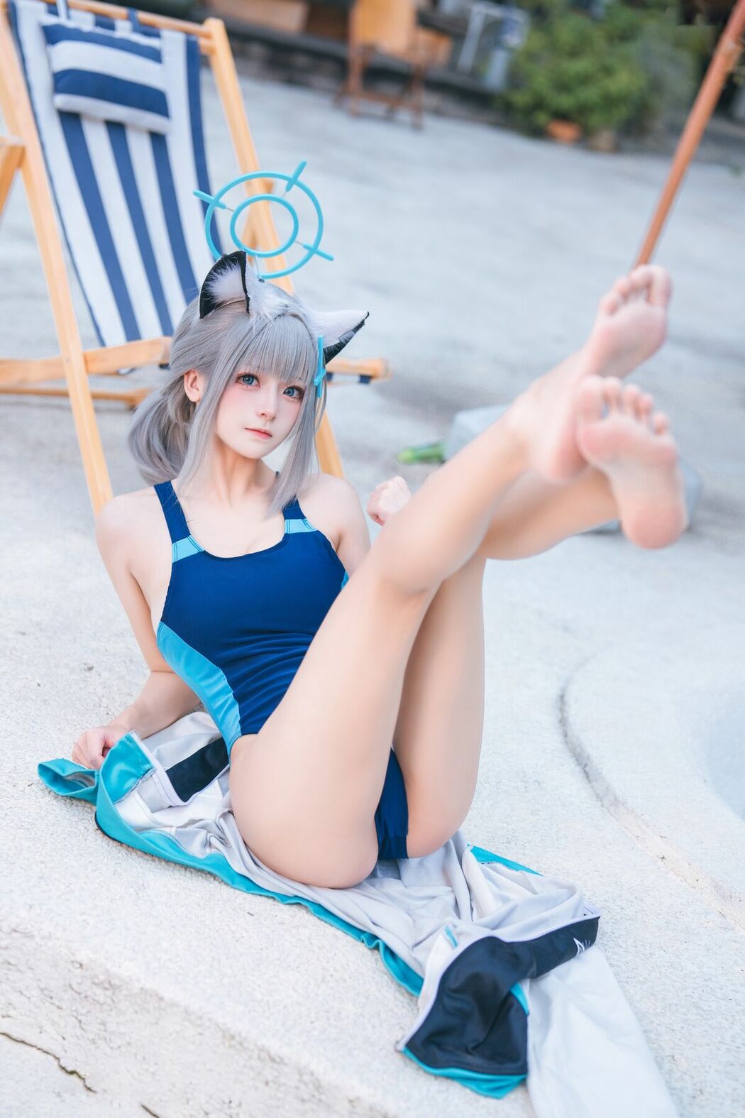 Coser@九柒喵 – 蔚蓝档案 砂狼白子泳装 (35P)