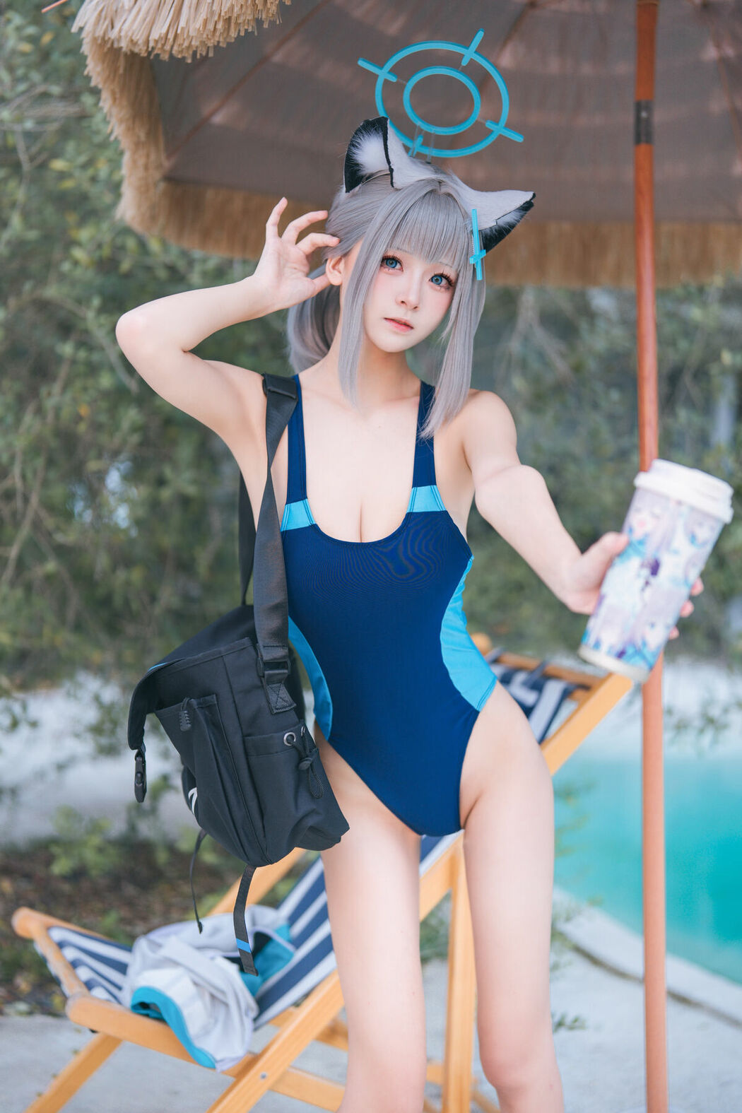 Coser@九柒喵 – 蔚蓝档案 砂狼白子泳装 (35P)